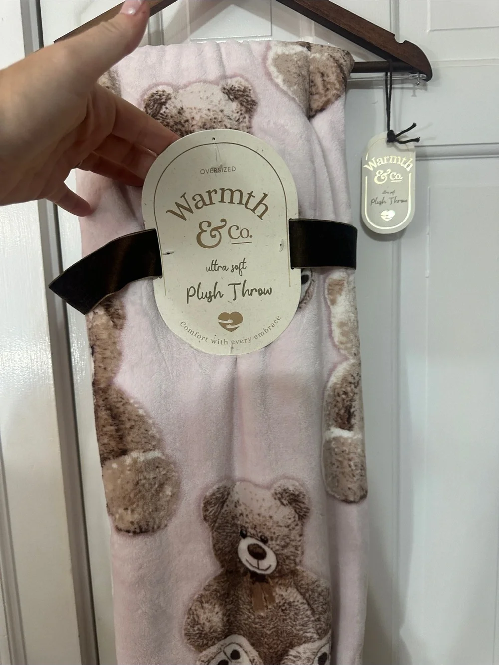 Warmth & co. Pink with brown teddy bears 🧸 ultra soft plush throw 60” x 70”
